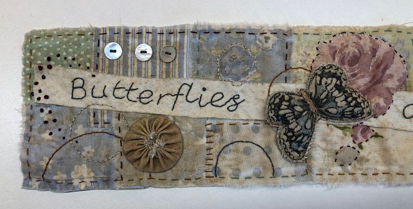 Slow Stitched Scroll - 'Butterflies Are Self Propelled Flowers' 1