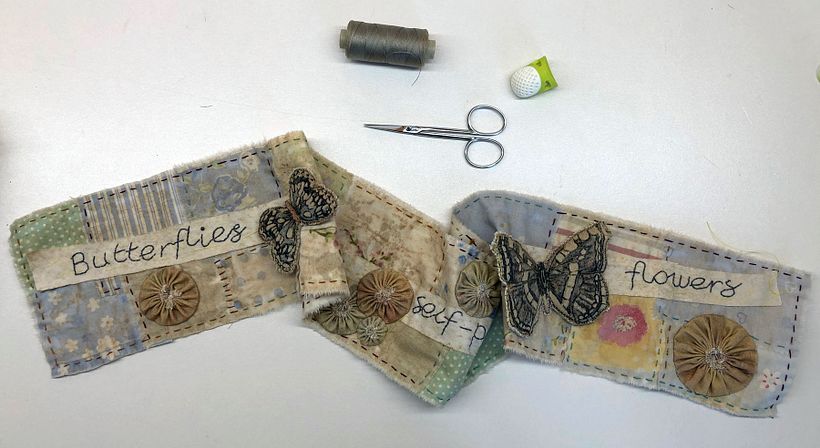 Slow Stitched Scroll - 'Butterflies Are Self Propelled Flowers' 1