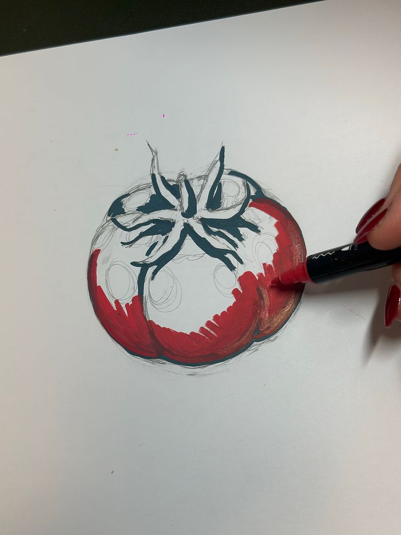 How To Draw A Tomato Using Acrylic Paint Markers 1