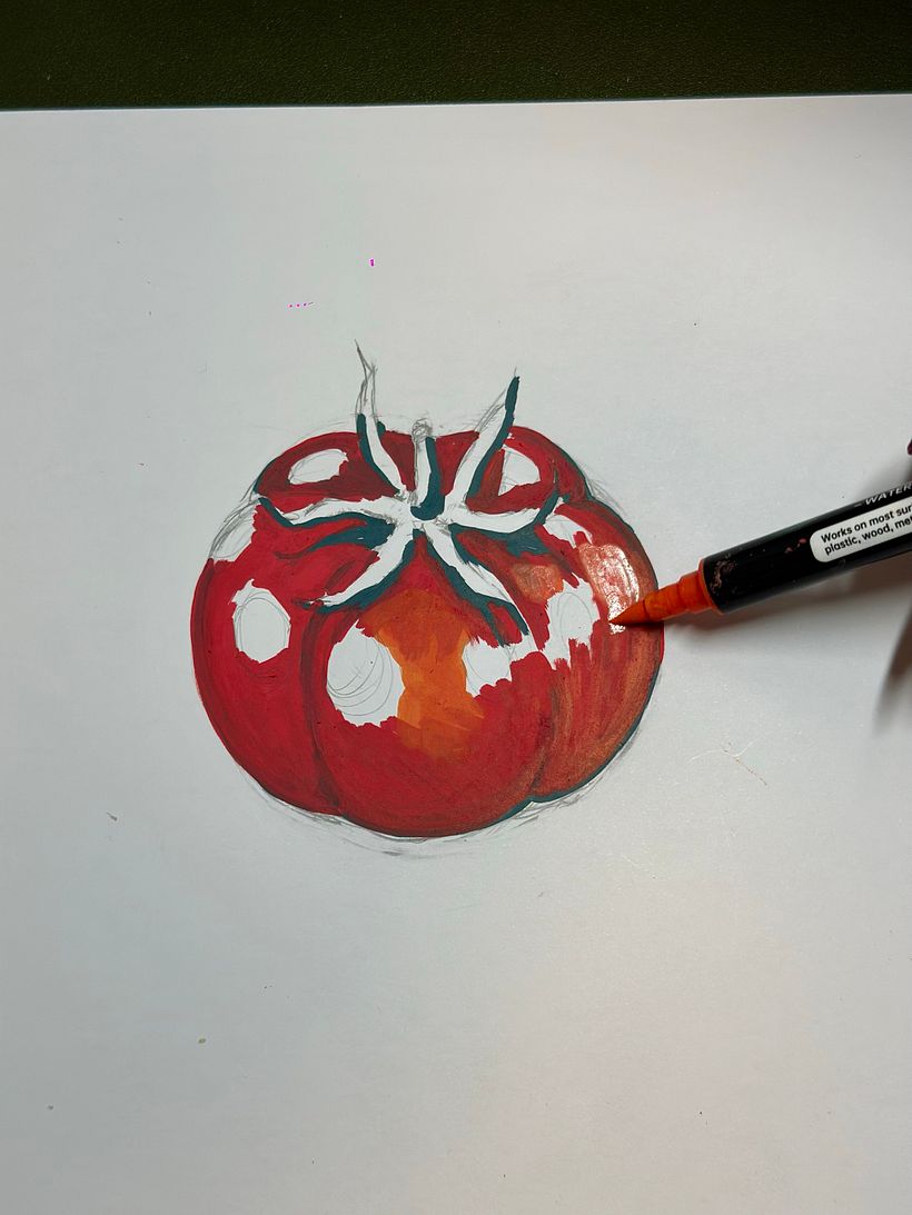 How To Draw A Tomato Using Acrylic Paint Markers 2