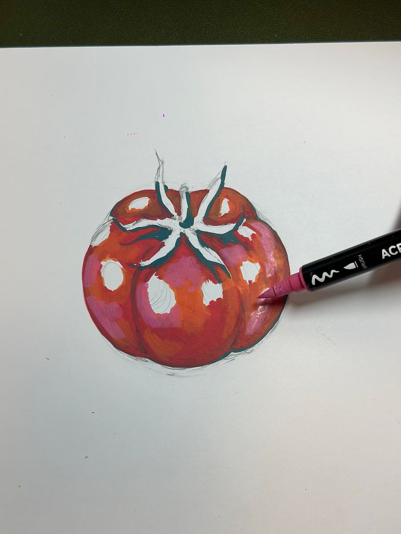 How To Draw A Tomato Using Acrylic Paint Markers 3