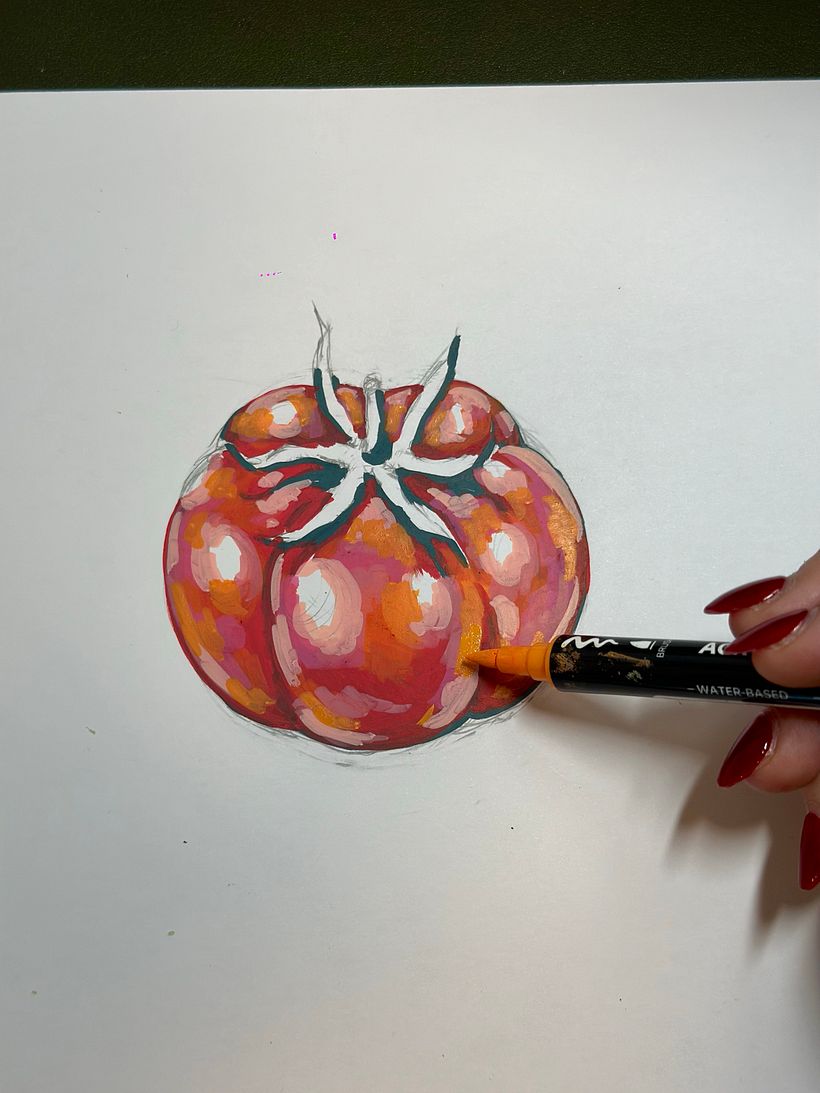 How To Draw A Tomato Using Acrylic Paint Markers 4