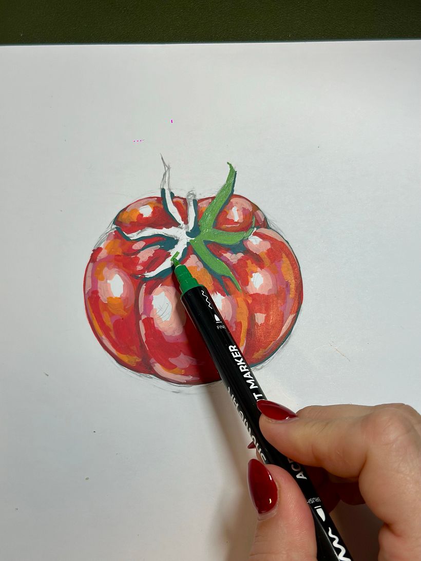 How To Draw A Tomato Using Acrylic Paint Markers 1