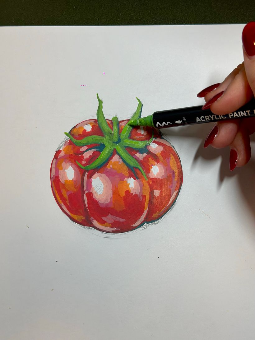How To Draw A Tomato Using Acrylic Paint Markers 2