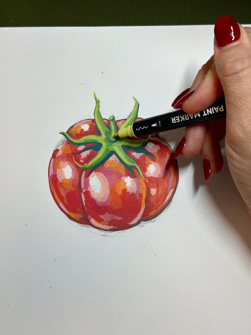 How To Draw A Tomato Using Acrylic Paint Markers 3