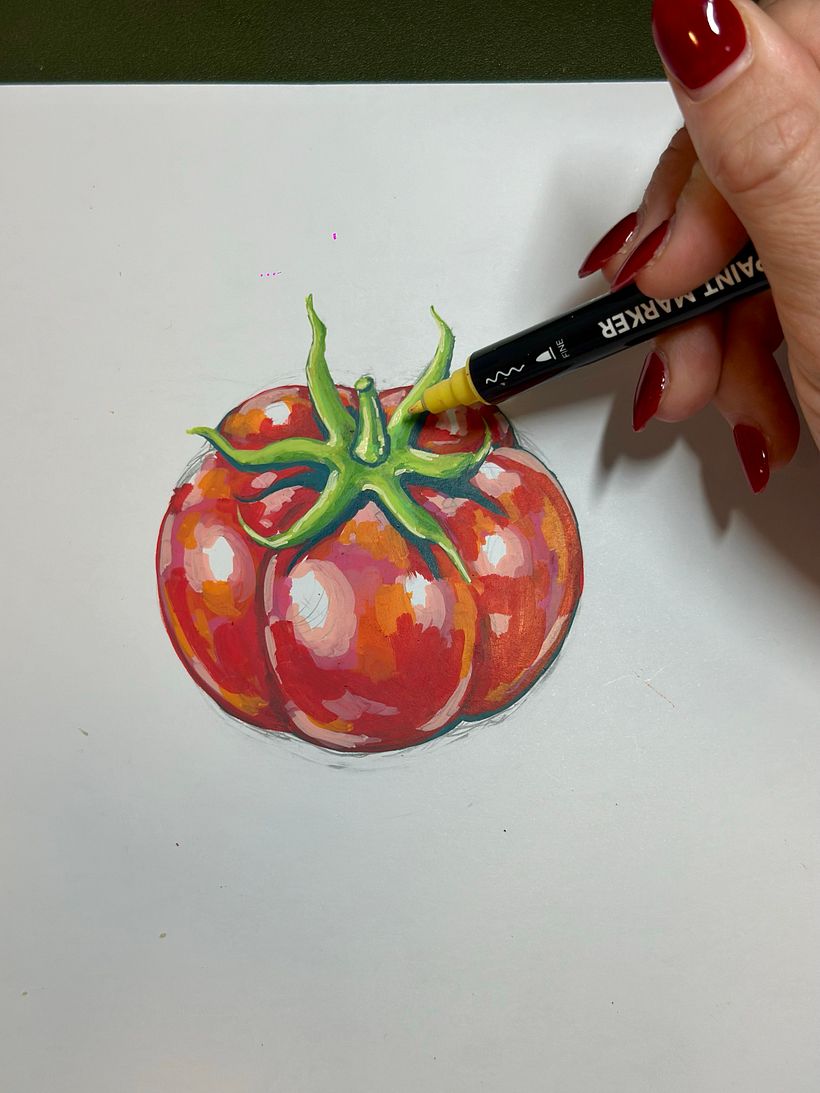 How To Draw A Tomato Using Acrylic Paint Markers 4