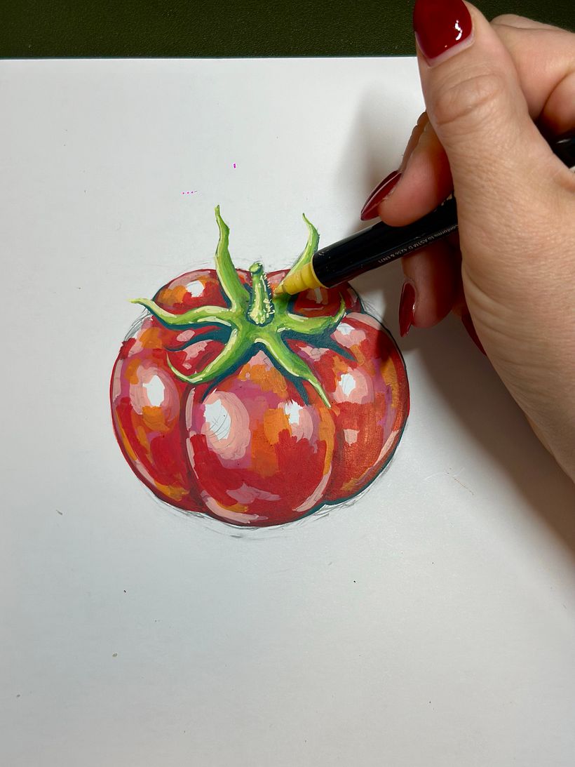 How To Draw A Tomato Using Acrylic Paint Markers 5