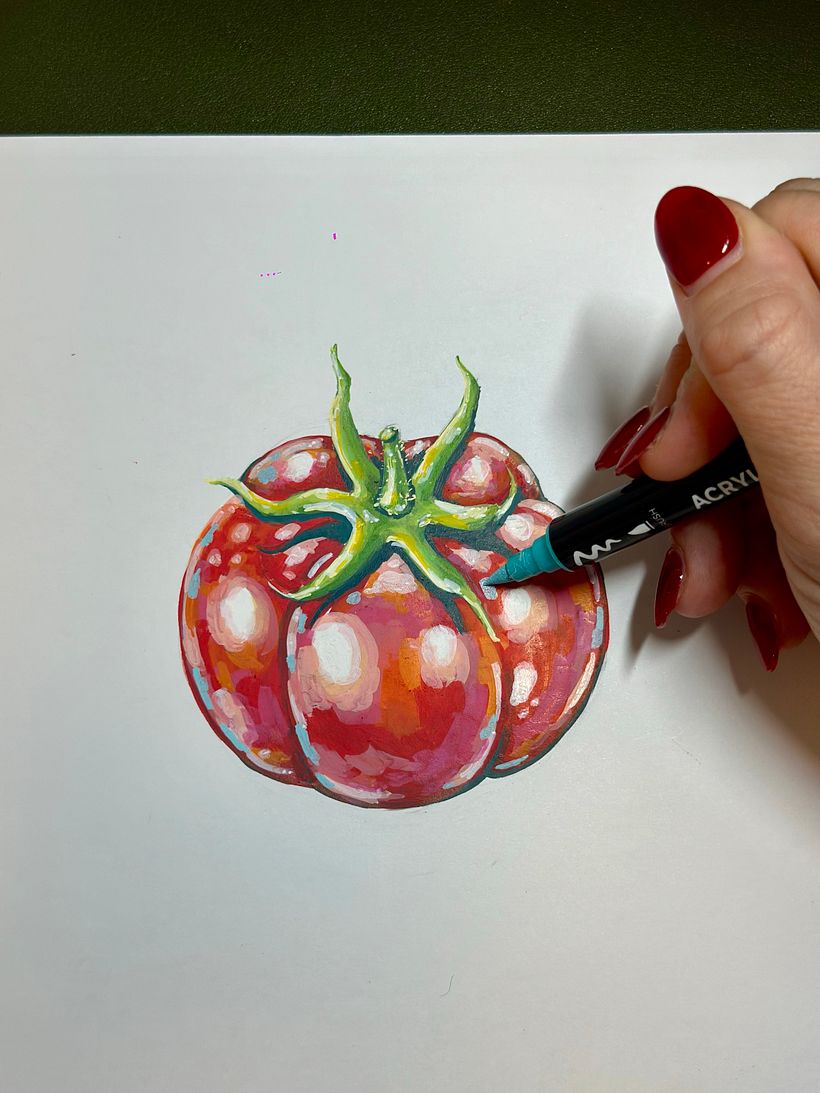How To Draw A Tomato Using Acrylic Paint Markers 1
