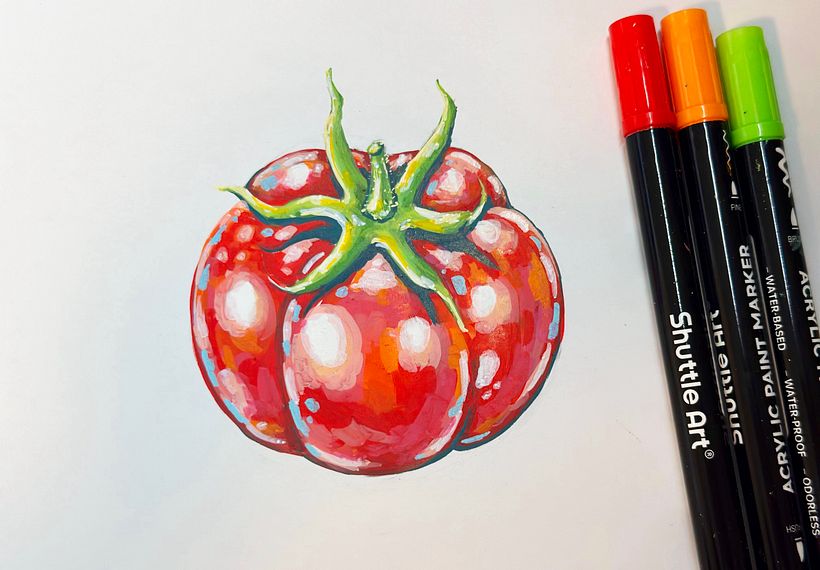 How To Draw A Tomato Using Acrylic Paint Markers 1