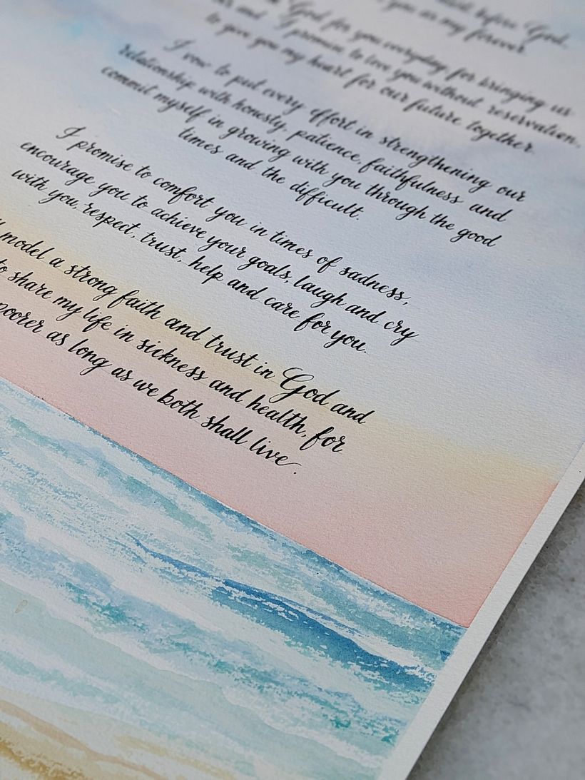 Wedding vows on watercolour painting 1