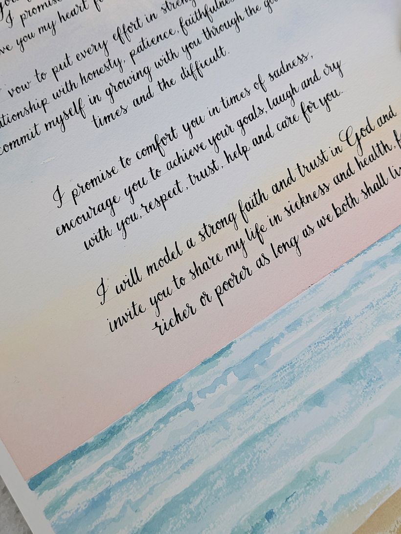 Wedding vows on watercolour painting 1