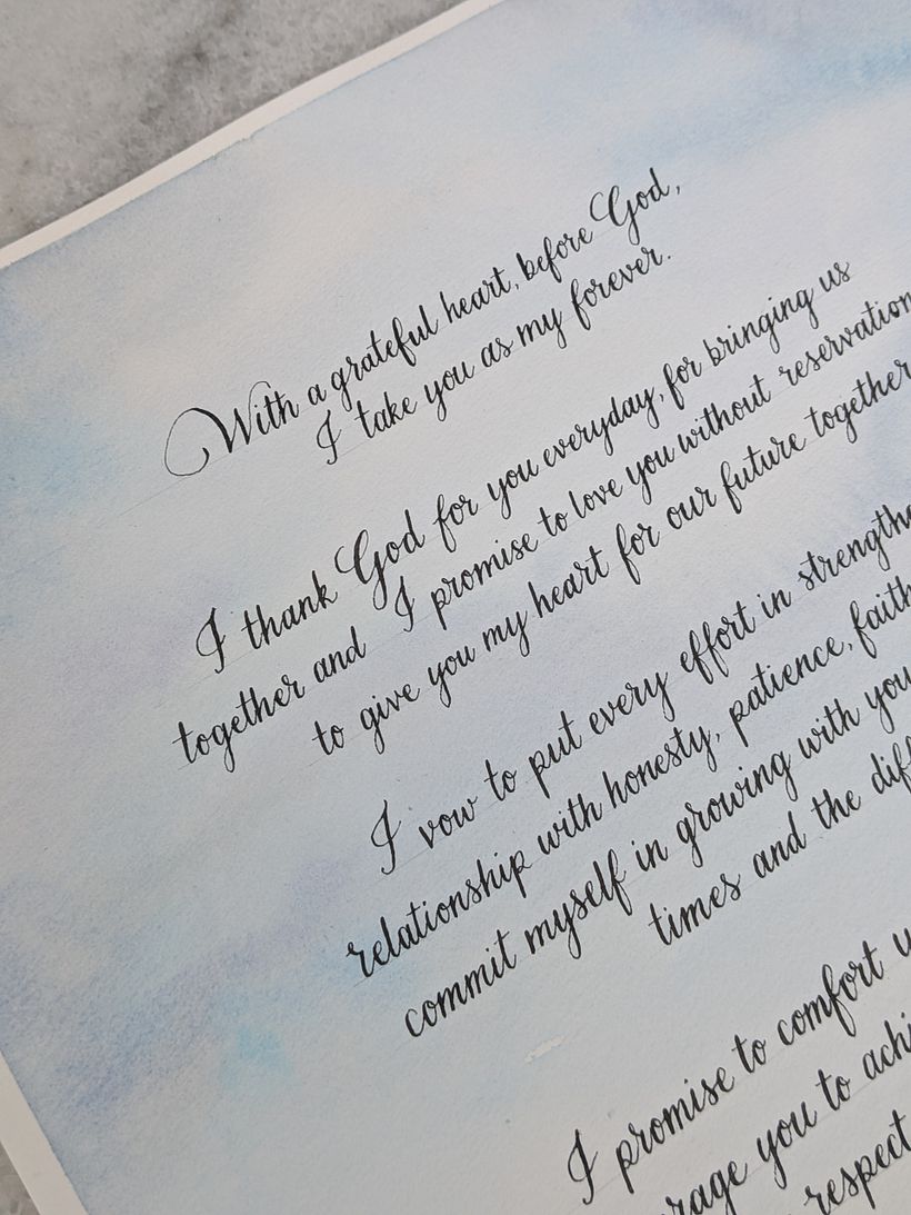 Wedding vows on watercolour painting 1