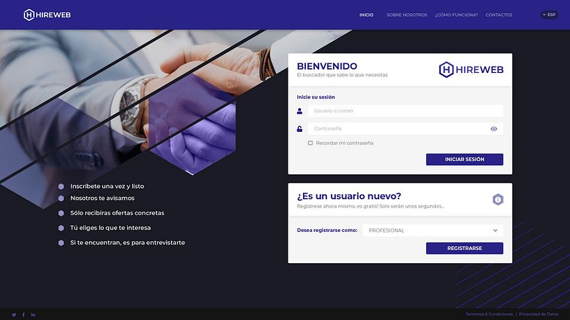 Hireweb app online 1
