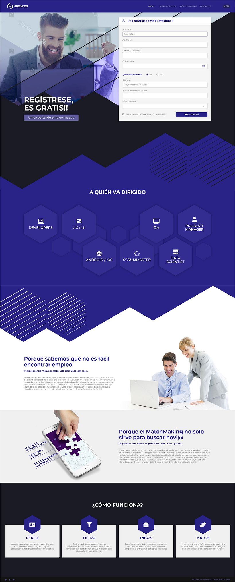 Hireweb app online 4