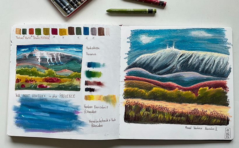Landschaftsbilder mit Ölpastellen 1