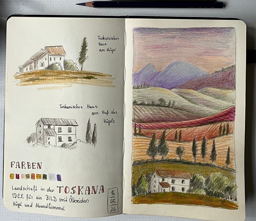 Landschaftsbilder mit Ölpastellen 1