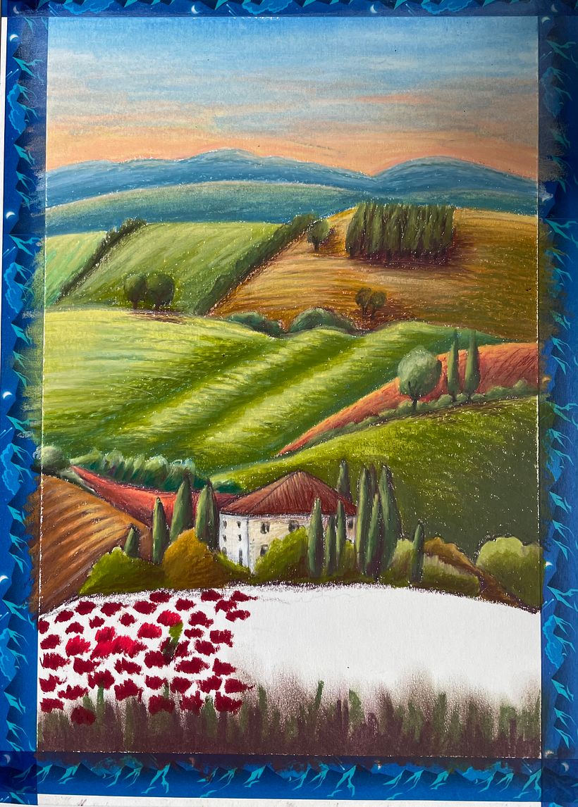Landschaftsbilder mit Ölpastellen 3