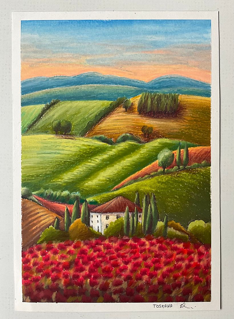 Landschaftsbilder mit Ölpastellen 5
