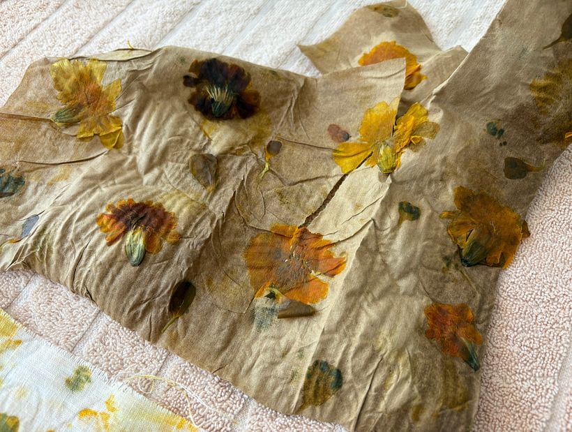Marigold Eco Prints on Linen 4