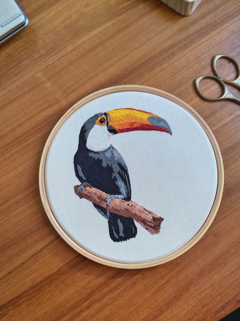 Tucano-toco em pintura de agulha 2